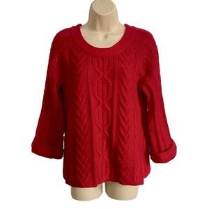 Coldwater Creek XS Red Cable Knit A Line Sweater